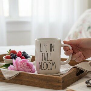 Rae Dunn Life in Full Bloom Purple Inside Spring Mother Day Mug New Farmhouse